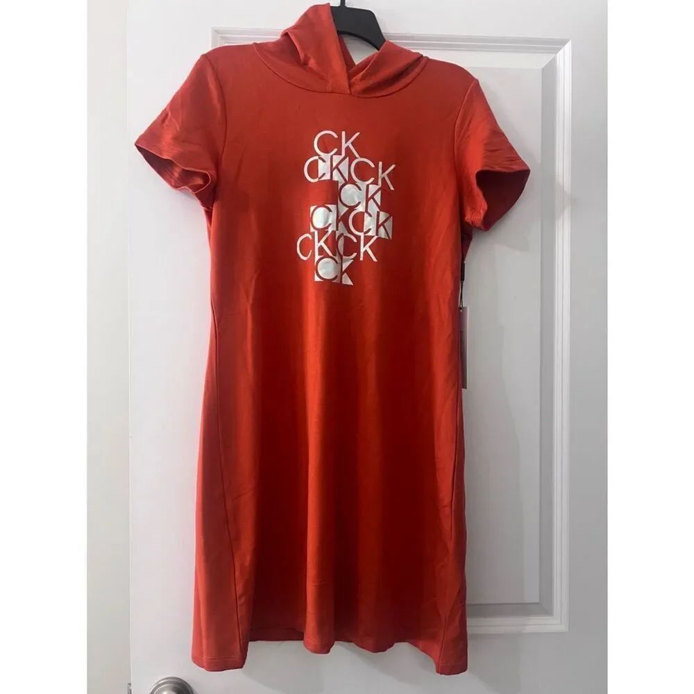 Women’s Calvin Klein hoodie shirt Dress burnt orange NWT M